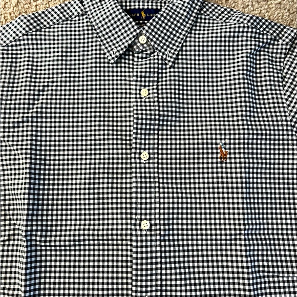 Polo Ralph Lauren black and white check print button down shirt size medium - Picture 2 of 2